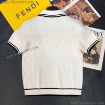 フェンディ コピー ホワイトジャージー polo シャツ 半袖 fev57315