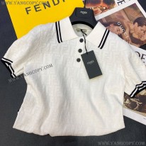 フェンディ コピー ホワイトジャージー polo シャツ 半袖 fev57315