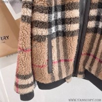 バーバリー 偽物 Brown チェック柄 カシミア Wool フリースジャケット Bak84791