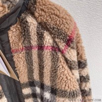 バーバリー 偽物 Brown チェック柄 カシミア Wool フリースジャケット Bak84791