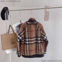 バーバリー 偽物 Brown チェック柄 カシミア Wool フリースジャケット Bak84791