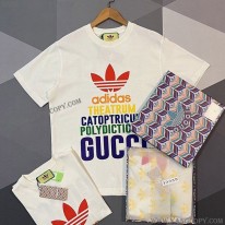 adidas×グッチ 偽物 コットンジャージー Tシャツ guw27024