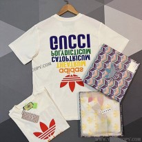 adidas×グッチ 偽物 コットンジャージー Tシャツ guw27024