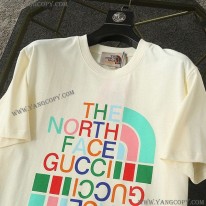 ノースフェイス×グッチ コピー ロゴ コットン Tシャツ 2色 guz86483