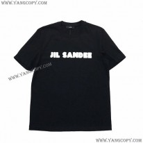 ジルサンダー 偽物 ロゴプリント入りコットンジャージーTシャツ ブラック Jit98237