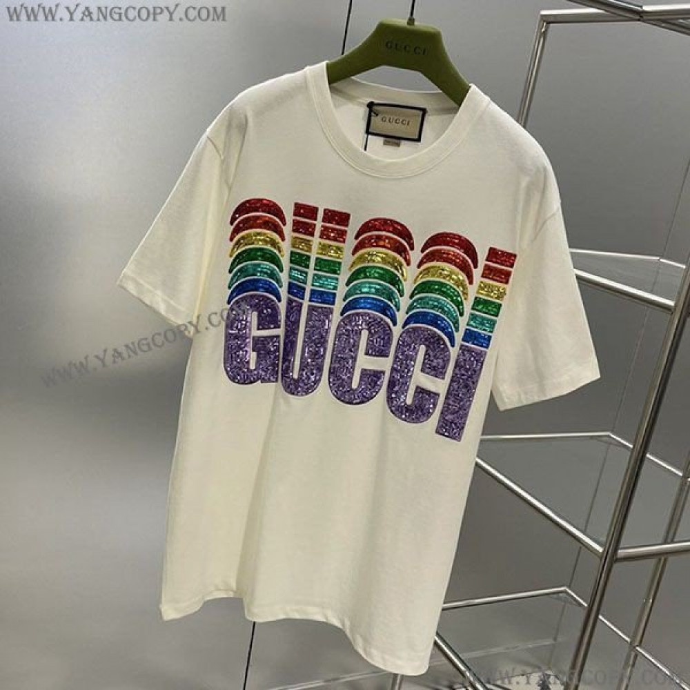 グッチ スーパーコピー エンブロイダリー入り コットン Tシャツ guy62085