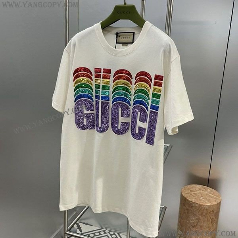 グッチ スーパーコピー エンブロイダリー入り コットン Tシャツ guy62085