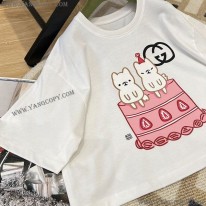 グッチ 偽物 Kawaii クロップド コットンジャージー Tシャツ プリント 717684XJFBL9095