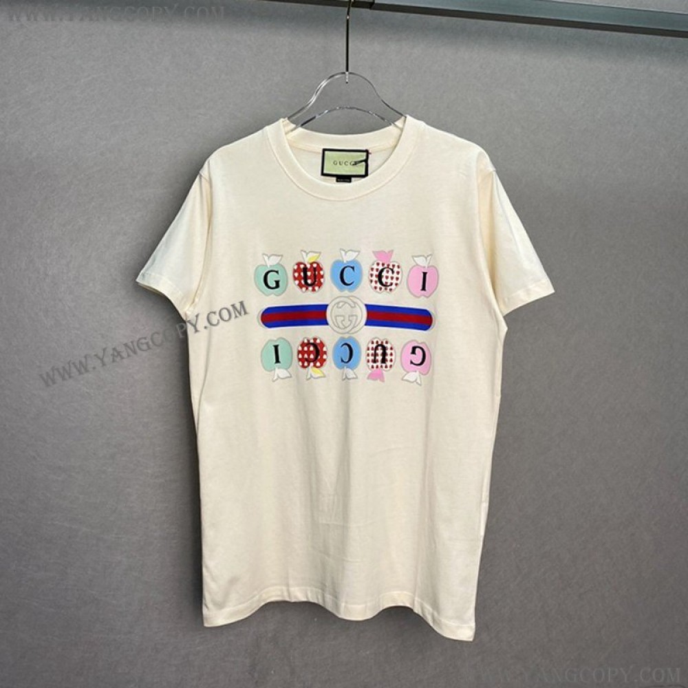 グッチ スーパーコピー コットン Tシャツ 半袖 ロゴ gud69063