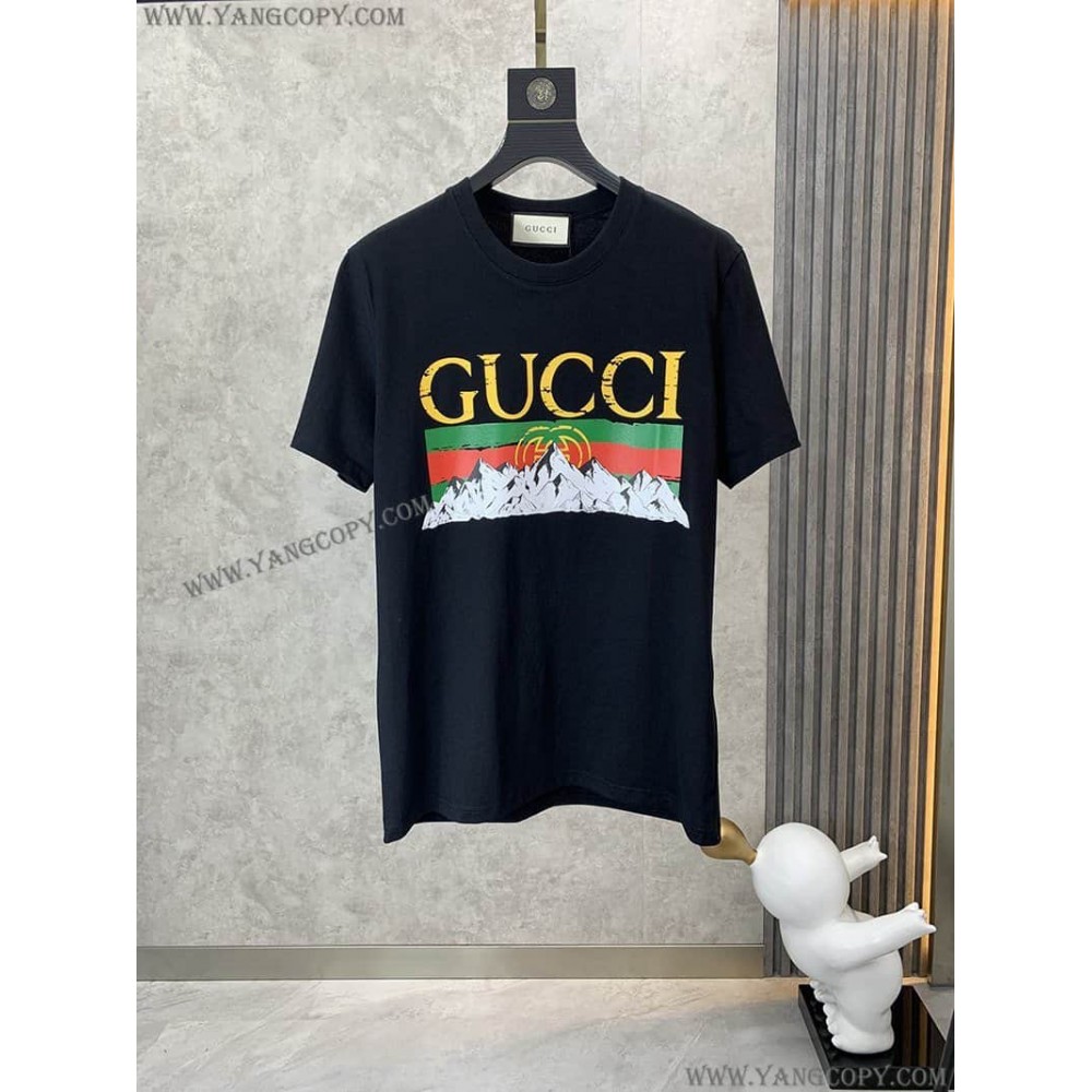 グッチ スーパーコピー コットン Tシャツ 半袖 ロゴ gud96553