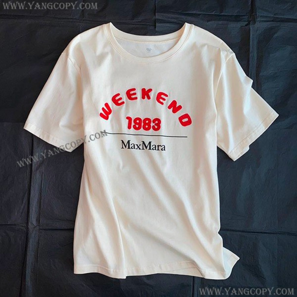 マックスマーラ 偽物 WEEKEND ピュア コットン プリント Tシャツ map82763