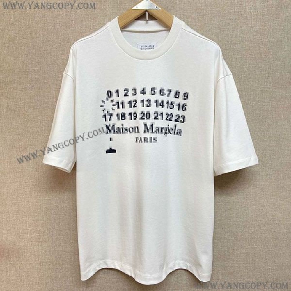 メゾンマルジェラ 偽物 ナンバーロゴTシャツ 白 Mab80079