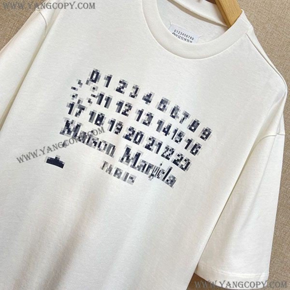 メゾンマルジェラ 偽物 ナンバーロゴTシャツ 白 Mab80079