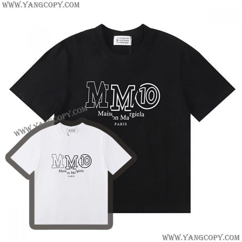 MM6 メゾンマルジェラ コピー ナンバリング ロゴ Tシャツ 2色 Mae69112