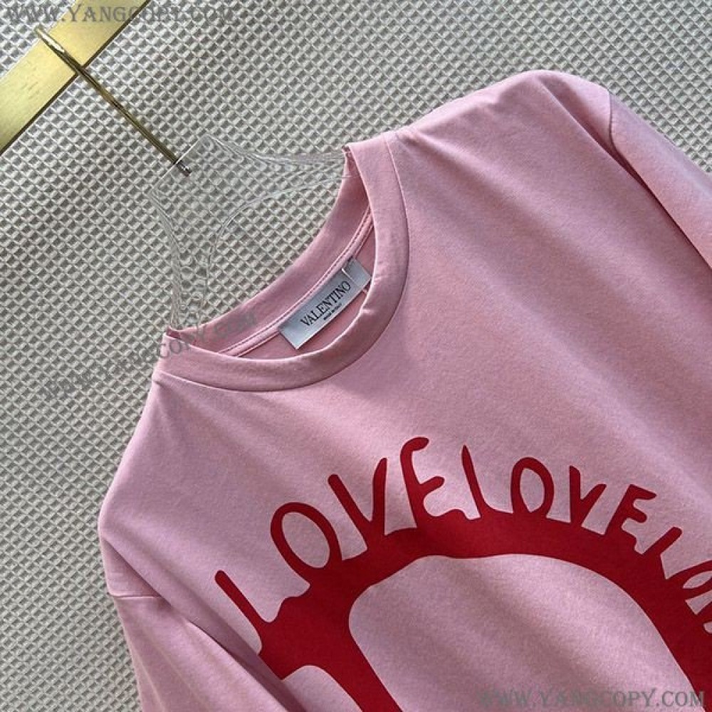 ヴァレンティノ スーパーコピー LOVE Vロゴ コットン 半袖 Tシャツ Vun68592