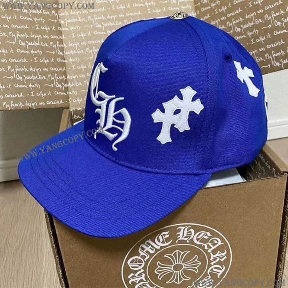 クロムハーツ コピー BLUE BASEBALL CAP WHITE CROSS PATCH キャップ Kus73197