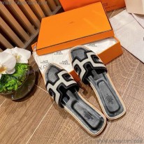 エルメス 偽物 Oran sandal オラン レザー＆キャンバス サンダル erq02555