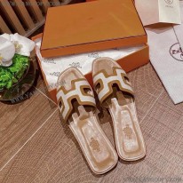 エルメス スーパーコピー Oran sandal オラン レザー＆キャンバス サンダル eru08562