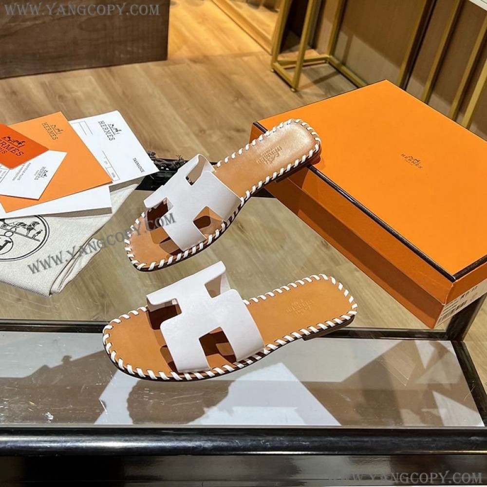 エルメス スーパーコピー Oran sandal オラン レザー＆キャンバス サンダル 送込 ery30046