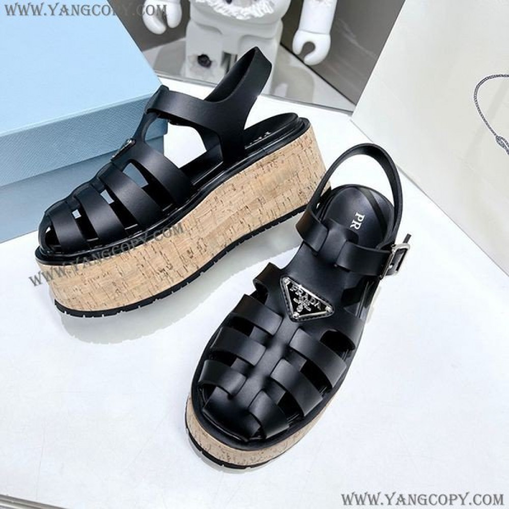 プラダ コピー Rubber wedge platform sandals ウェッジサンダル pur40331