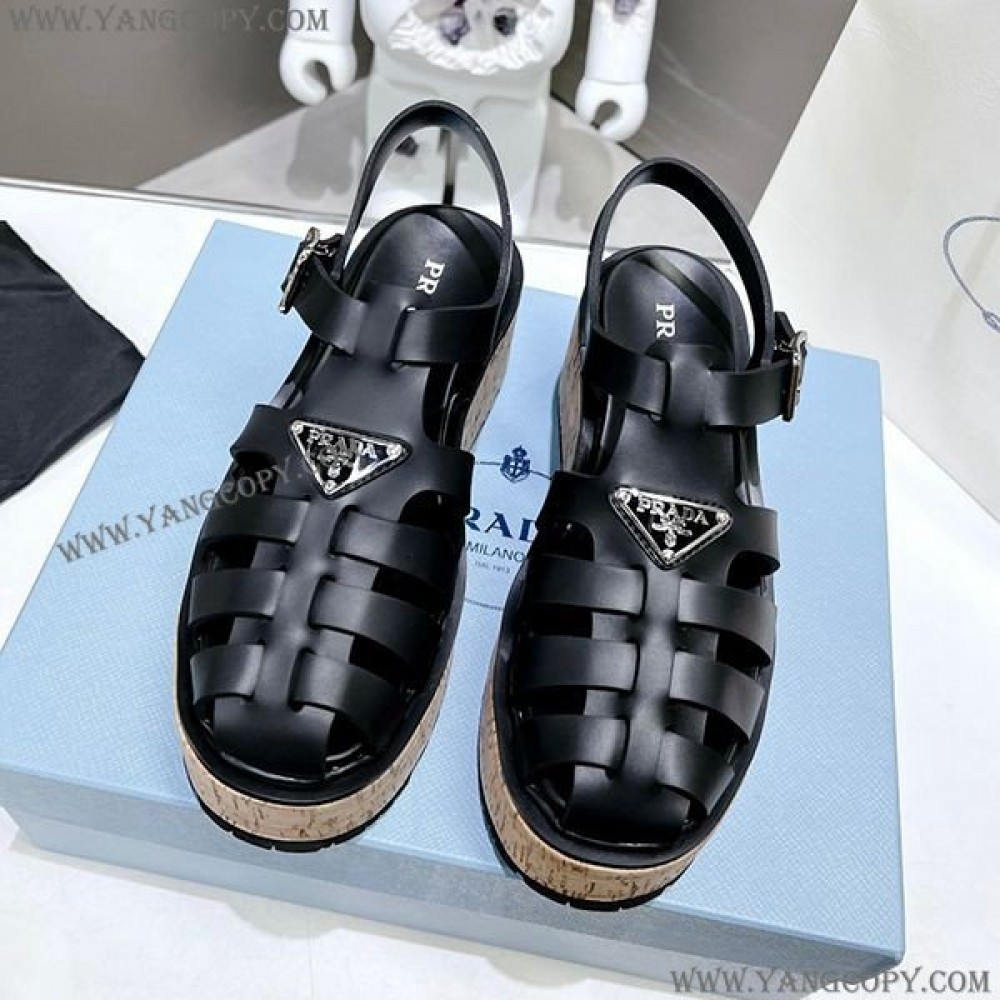 プラダ コピー Rubber wedge platform sandals ウェッジサンダル pur40331