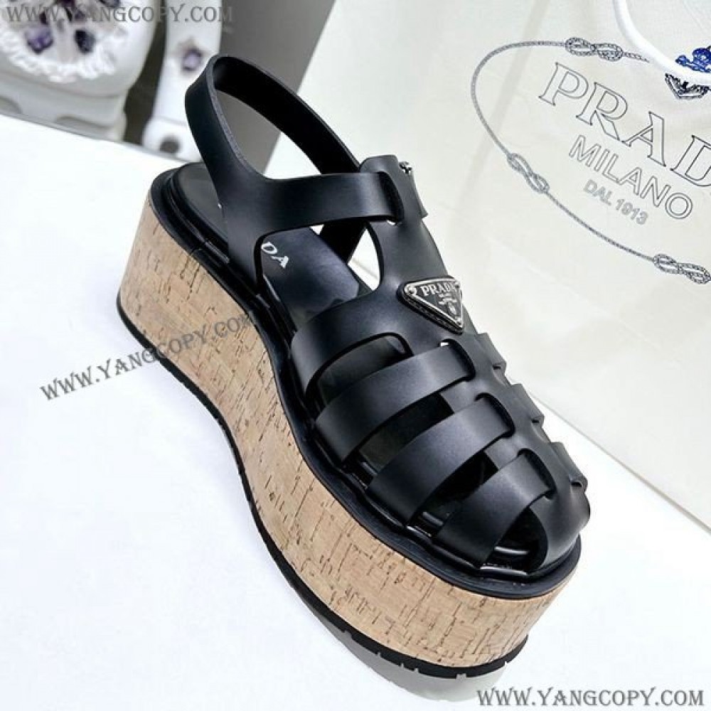 プラダ コピー Rubber wedge platform sandals ウェッジサンダル pur40331