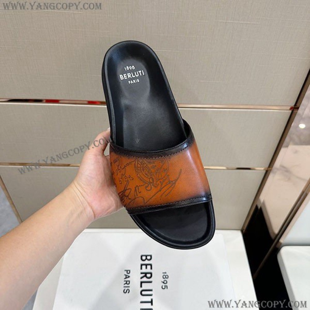 ベルルッティ コピー エギオ サンダル Stamp Leather Sandal bec92529