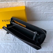 フェンディ 偽物 ジップアラウンド 長財布 ブラック バッグ バグズ ジッパーウォレット カスタマイズ feg91674